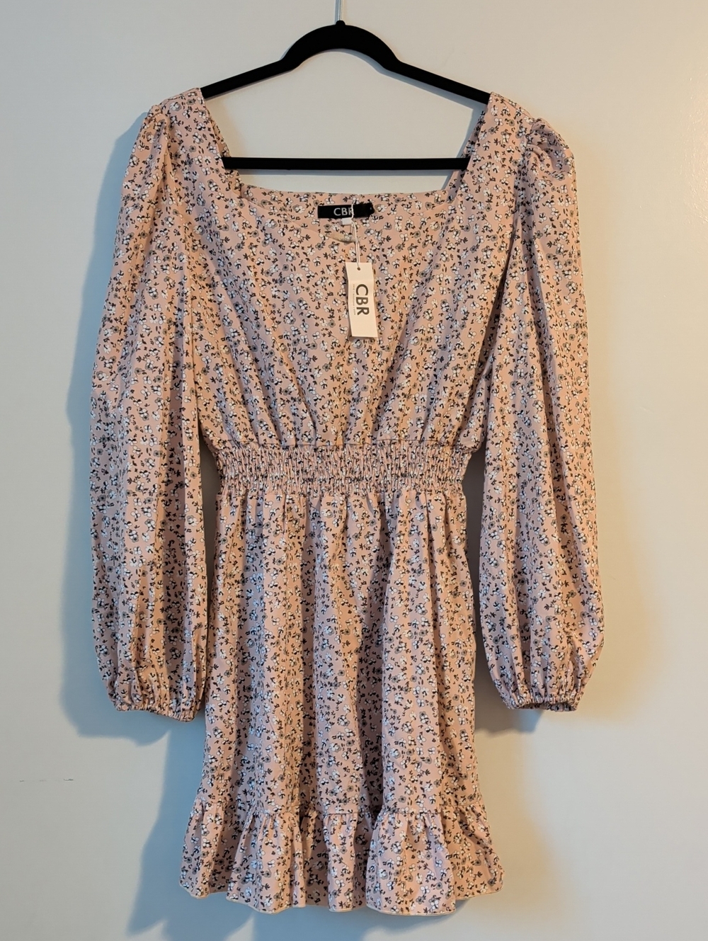 CBR Blush Floral Sweetheart Neckline Mini Dress